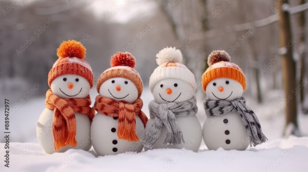 Four Snowmen Friends in Winter Wonderland Four Snowmen Friends in Winter Wonderland