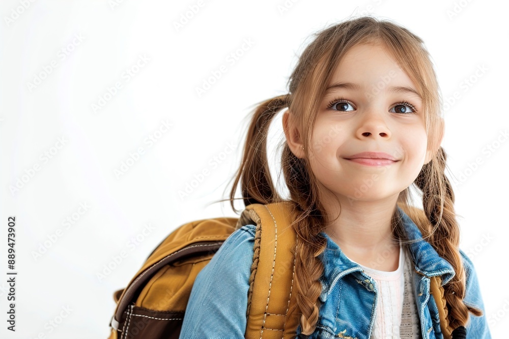 little girl ready for school isolated on white little girl ready for school isolated on white