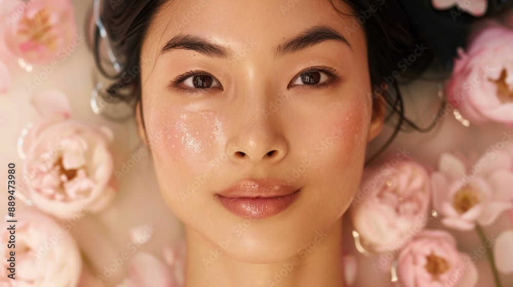 Serene Spa Relaxation: Beautiful Asian Woman with Flawless Skin in Tranquil Setting Serene Spa Relaxation: Beautiful Asian Woman with Flawless Skin in Tranquil Setting