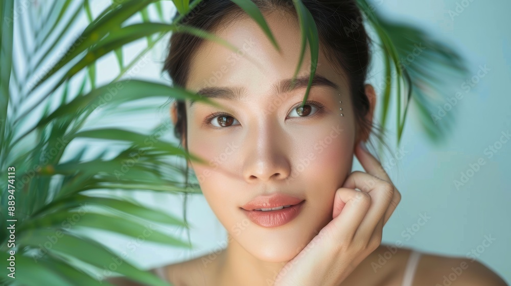 Serene Asian Woman with Radiant Skin Enjoying Spa Treatment in Tranquil Environment Serene Asian Woman with Radiant Skin Enjoying Spa Treatment in Tranquil Environment