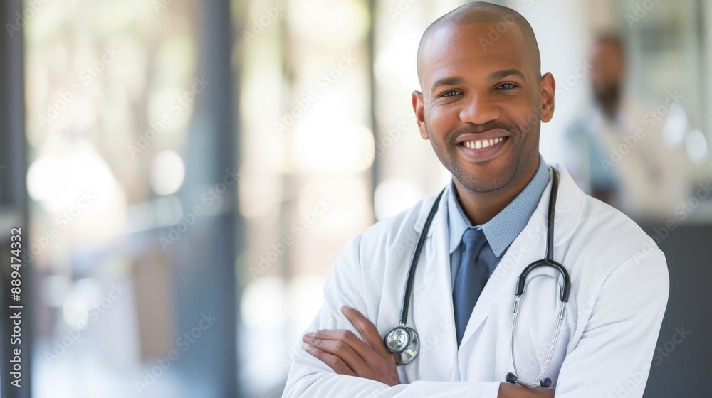 A smiling medical expert in a lab coat A smiling medical expert in a lab coat
