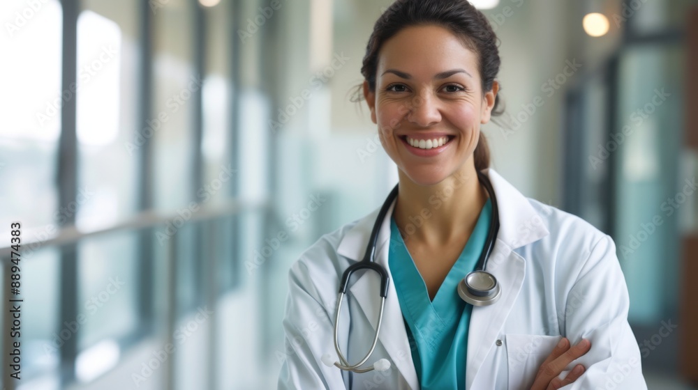 A smiling medical expert in a lab coat A smiling medical expert in a lab coat