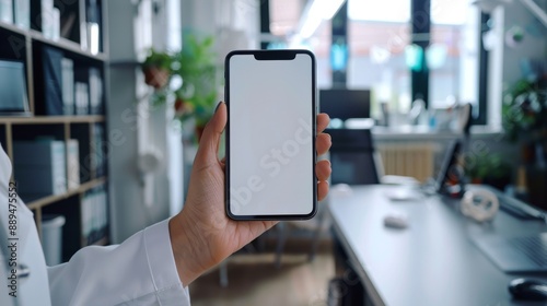 doctor using Smartphone Blank screen mobile phone