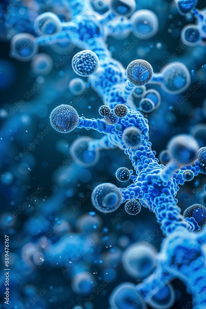A Molecular structure of a blue bacterium under high scale A Molecular structure of a blue bacterium under high scale