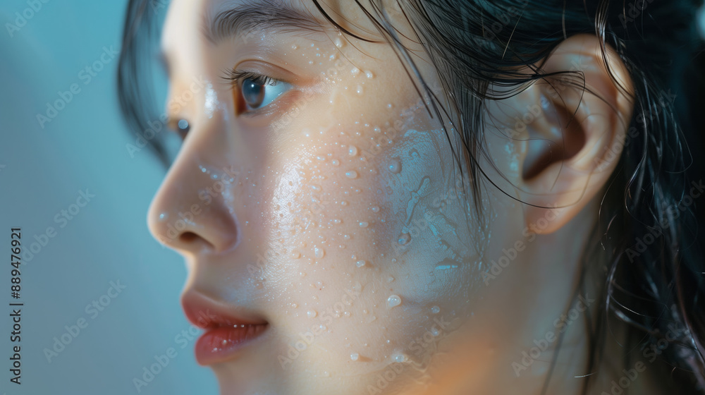 Beta Hydroxy Acids (BHAs) Clearing Acne on Woman's Face, Emphasizing Pore Penetration and Deep Cleansing Beta Hydroxy Acids (BHAs) Clearing Acne on Woman's Face, Emphasizing Pore Penetration and Deep Cleansing
