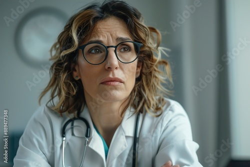 A Middle-aged female doctor in telemedicine concept