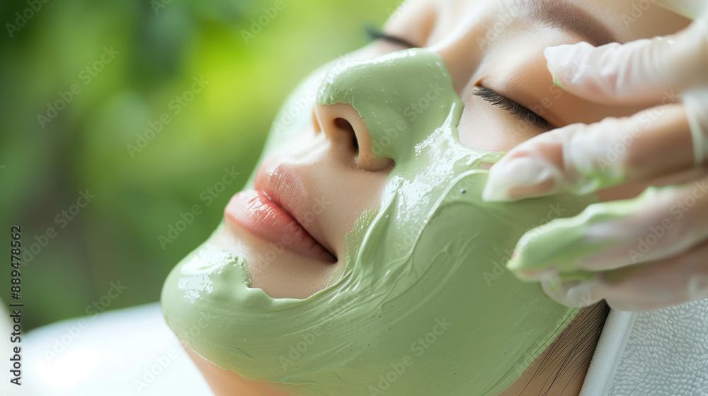 Green Tea Extract in Use on Woman’s Inflamed Acne Highlighting Antioxidant and Skin Soothing Properties Green Tea Extract in Use on Woman’s Inflamed Acne Highlighting Antioxidant and Skin Soothing Properties
