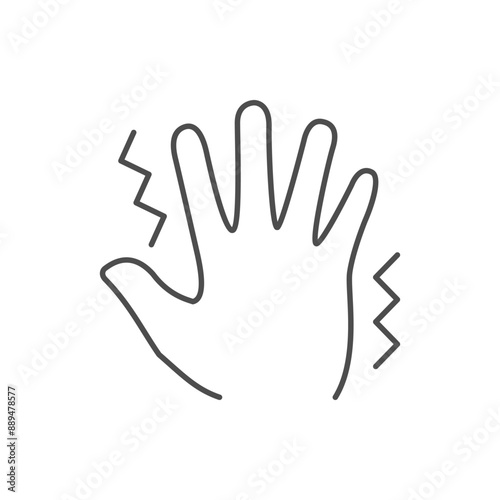 Hand trembling line outline icon