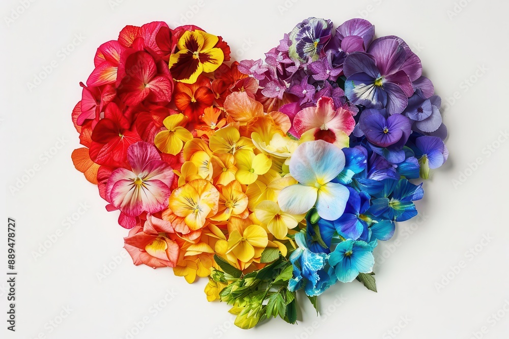vibrant rainbow heart made of blooming flowers on white lgbtq love concept illustration vibrant rainbow heart made of blooming flowers on white lgbtq love concept illustration