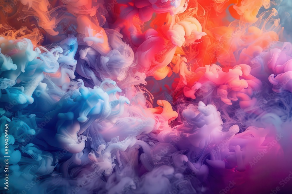 Obraz premium vibrant smoke bomb explosion billowing clouds of saturated colors swirling psychedelic patterns highspeed photography mesmerizing abstract art