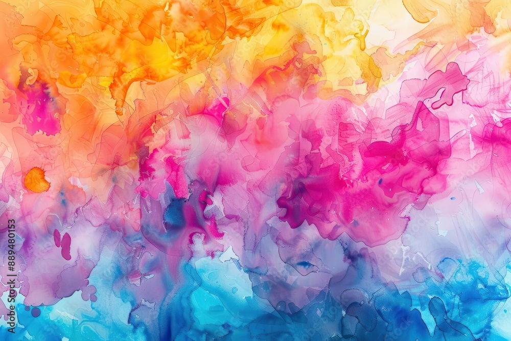 Fototapeta premium vibrant splashes of watercolor paint colliding on textured paper creating a kaleidoscope of bold hues and soft pastels abstract artistic expression