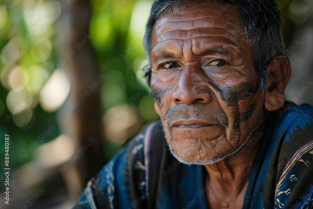An One man portrait adult looking at camera indigenous An One man portrait adult looking at camera indigenous