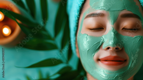 Spa Day: South Korean Woman Cleansing Acne-Prone Skin with Kaolin Clay Mask