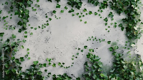 Empty space on wall covered with ivy leaves photo