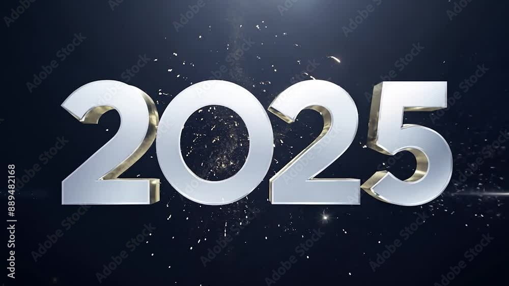 Experience a dazzling fireworks show welcoming the year 2025, with vibrant explosions illuminating bold, metallic numbers Experience a dazzling fireworks show welcoming the year 2025, with vibrant explosions illuminating bold, metallic numbers