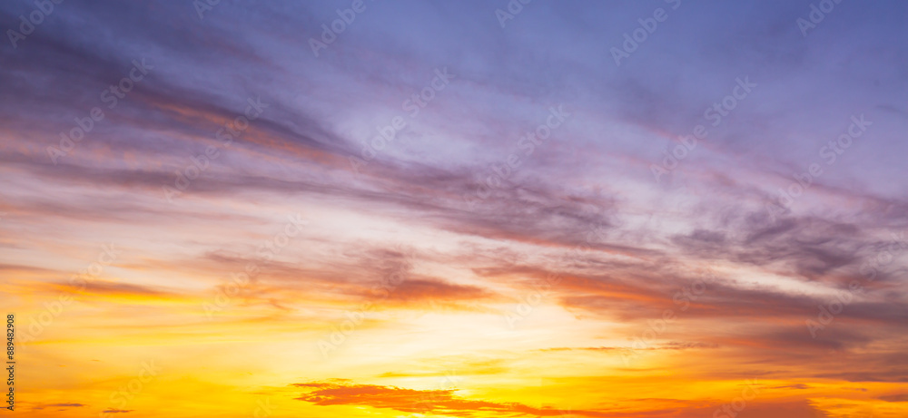 Fototapeta premium Morning clouds and sky background,Real majestic sunrise sundown sky background with gentle colorful clouds without birds. Panoramic, big size