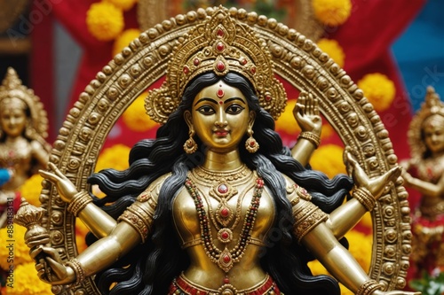 Idol statue of goddess maa durga in navratri festival photo