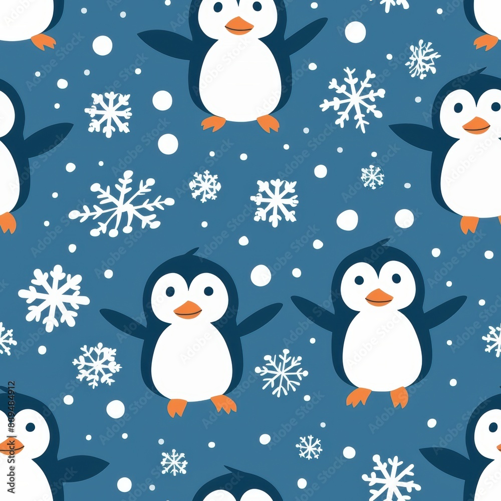 Playful Penguins and Delicate Snowflakes Amidst a Winter Wonderland Playful Penguins and Delicate Snowflakes Amidst a Winter Wonderland