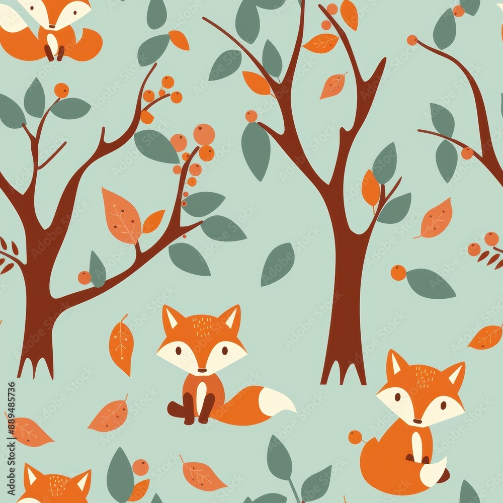 Enchanting Forest Friends - Cute Foxes Playing Amongst Towering Trees in Lush Woodland Setting Enchanting Forest Friends - Cute Foxes Playing Amongst Towering Trees in Lush Woodland Setting