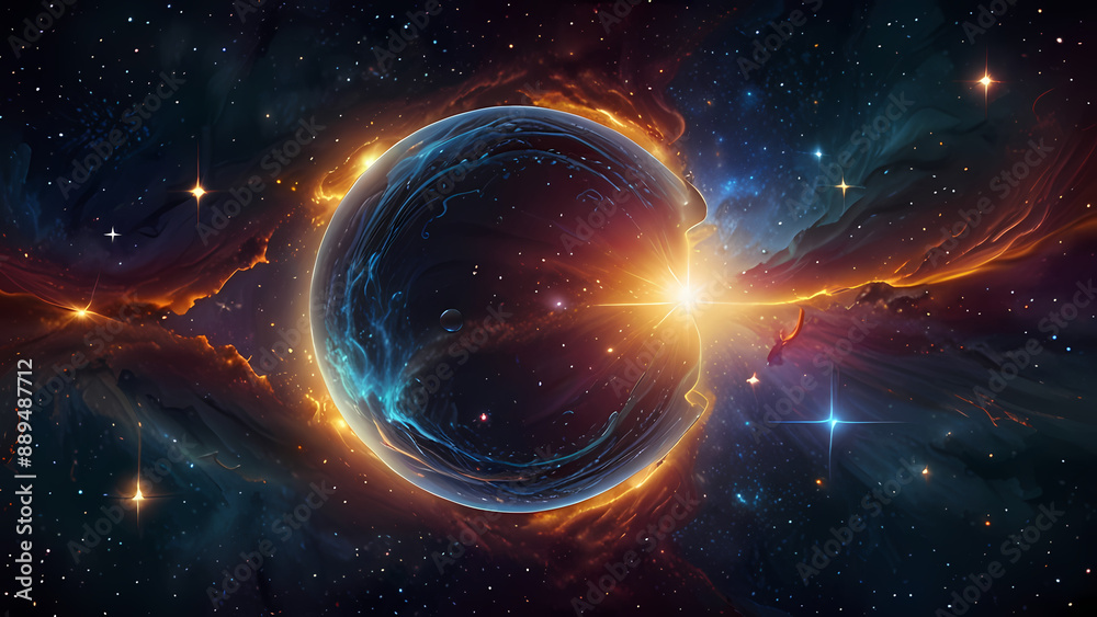 Obraz premium Illustrate an abstract background featuring echoing waves in a cosmic setting
