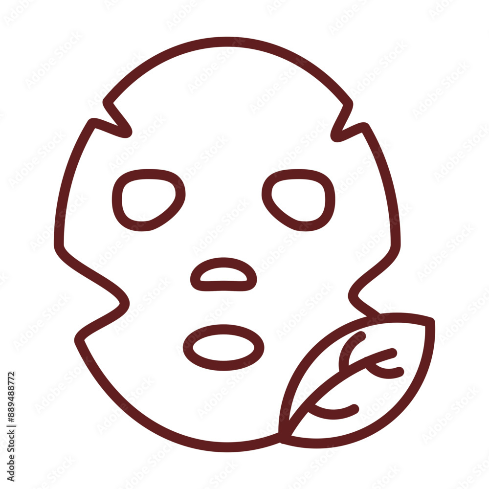 Facial Masks Vector Line Maroon Icon Design Facial Masks Vector Line Maroon Icon Design