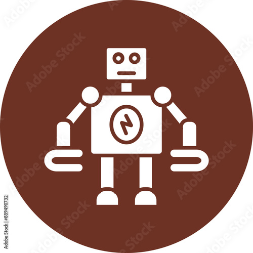 Robotics Glyph Brown Circle Icon