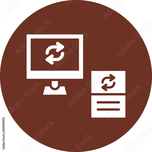 Data Synchronization Glyph Brown Circle Icon