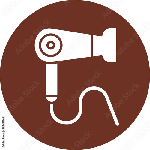Hair Dryer Glyph Brown Circle Icon