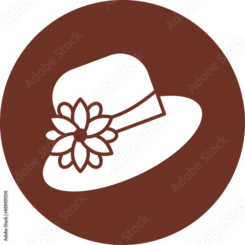 Hat Glyph Brown Circle Icon