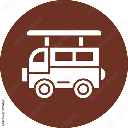 Surf Van Glyph Brown Circle Icon