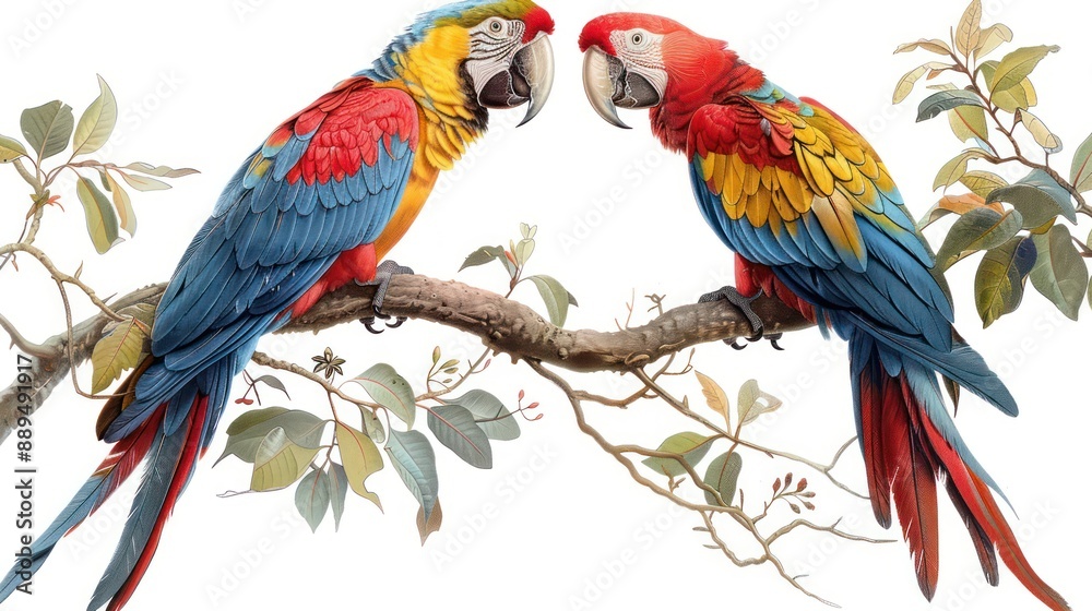 Obraz premium macaw parrot white background