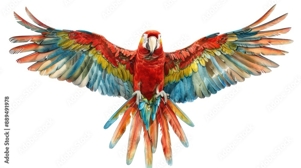 Fototapeta premium macaw parrot white background