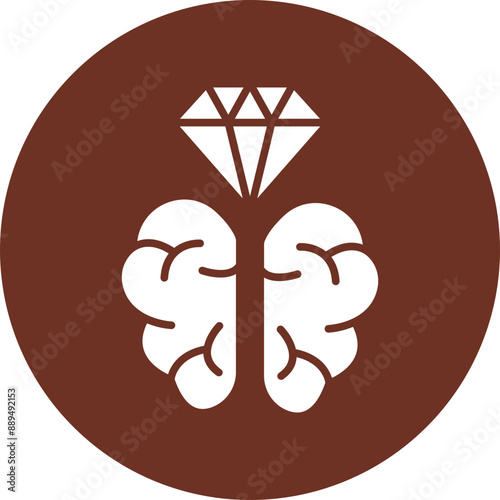 Brilliant Brain Glyph Brown Circle Icon