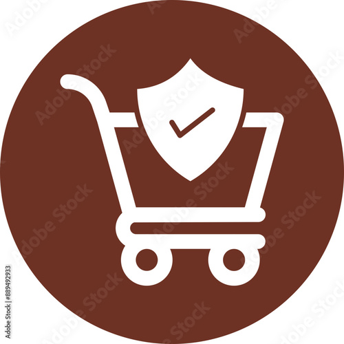 Secure Shopping Glyph Brown Circle Icon
