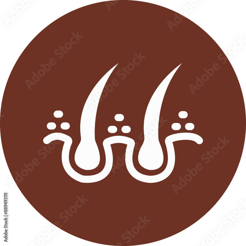 Hair Follicle Glyph Brown Circle Icon