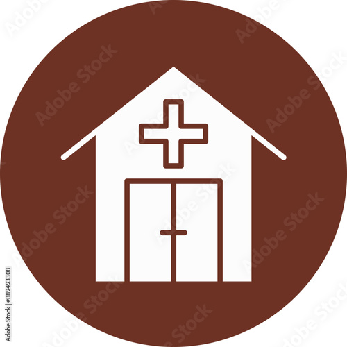 Emergency Room Glyph Brown Circle Icon