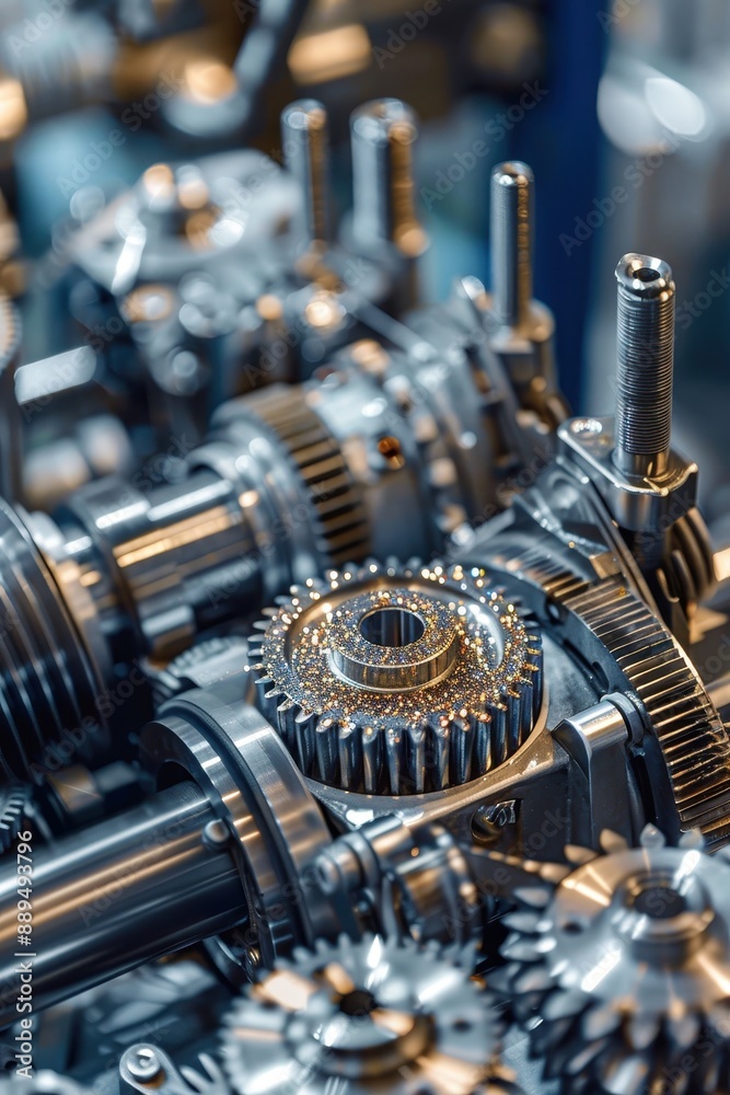 A collection of gears with some of them being gold. The gears are arranged in a way that they are all touching each other A collection of gears with some of them being gold. The gears are arranged in a way that they are all touching each other