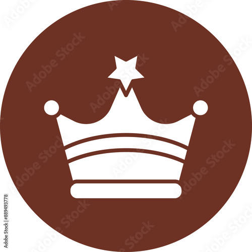Crown Glyph Brown Circle Icon