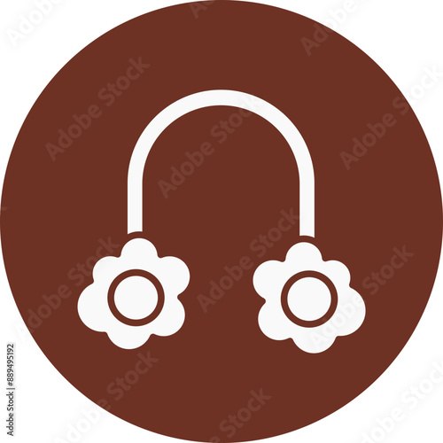 Earmuff Glyph Brown Circle Icon