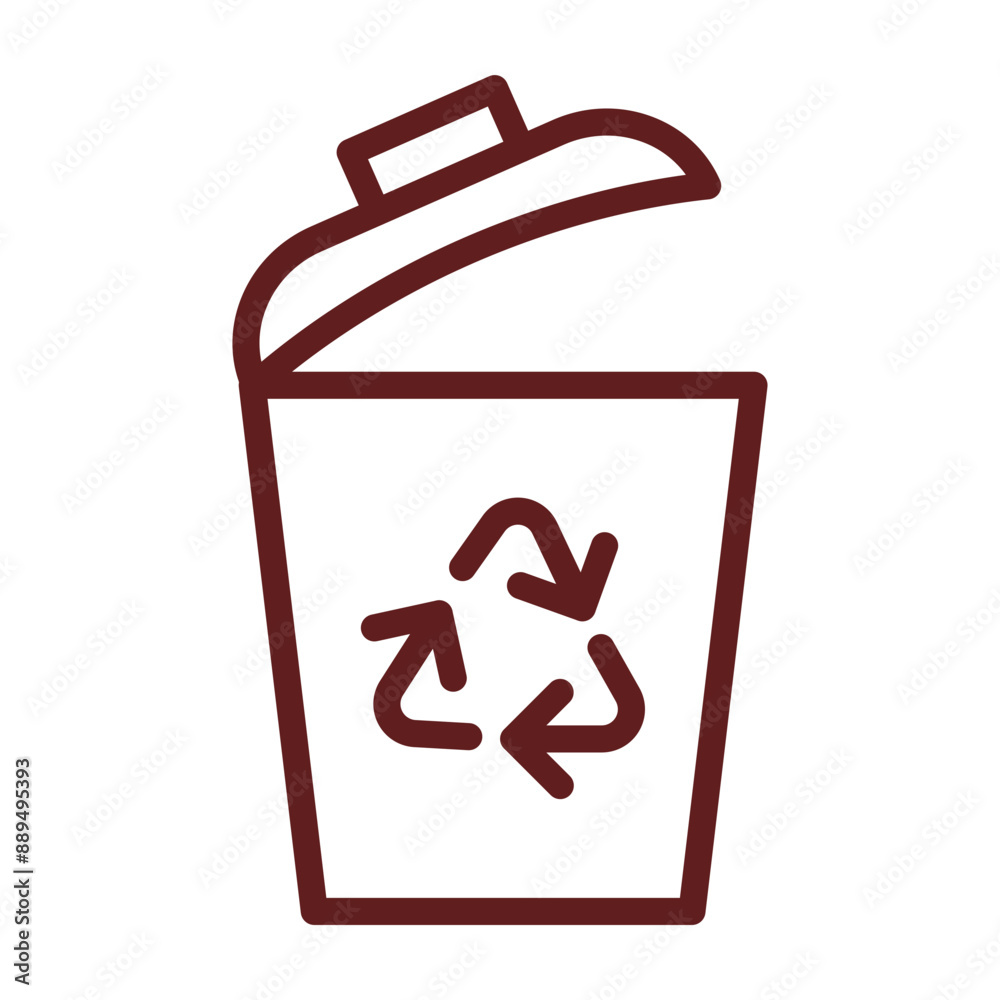 Trash Vector Line Maroon Icon Design