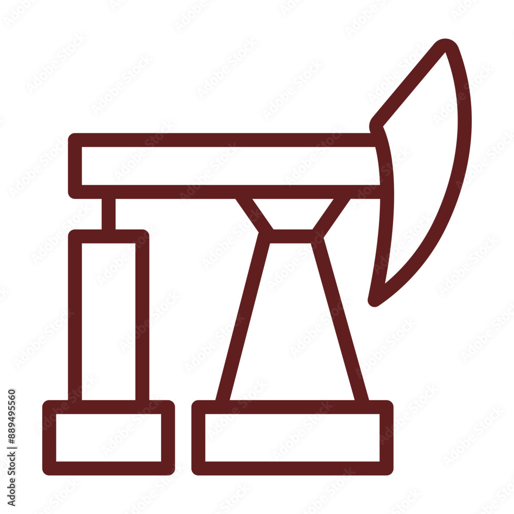 Oil Platform Vector Line Maroon Icon Design Oil Platform Vector Line Maroon Icon Design