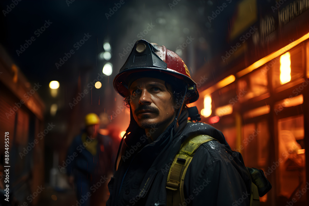 Diverse Male and Female Team of Professional Firefighters Standing in a Smoked Out Forest During a Wildland Fire, Posing and Looking at Camera. Group Wearing Protective Clothing, Helmets and Gear. Diverse Male and Female Team of Professional Firefighters Standing in a Smoked Out Forest During a Wildland Fire, Posing and Looking at Camera. Group Wearing Protective Clothing, Helmets and Gear.