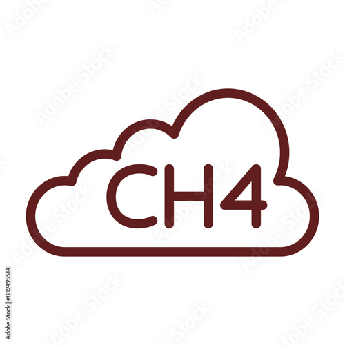 Methane Vector Line Maroon Icon Design