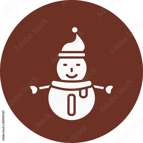 Snowman Glyph Brown Circle Icon