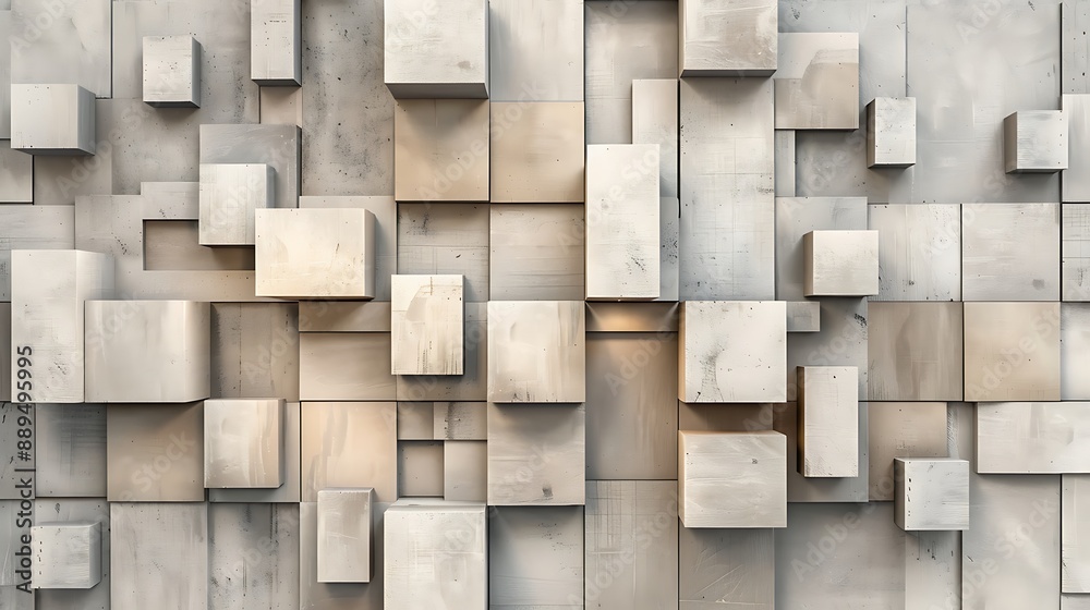 Modern abstract block-like wall design with interlocking blocks in neutral tones, creating a sophisticated and elegant background Modern abstract block-like wall design with interlocking blocks in neutral tones, creating a sophisticated and elegant background