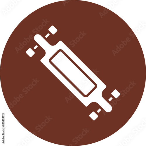 Longboard Glyph Brown Circle Icon