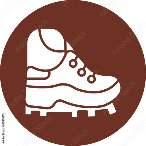 Hiker Glyph Brown Circle Icon