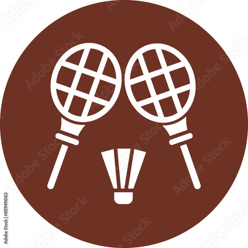 Badminton Glyph Brown Circle Icon