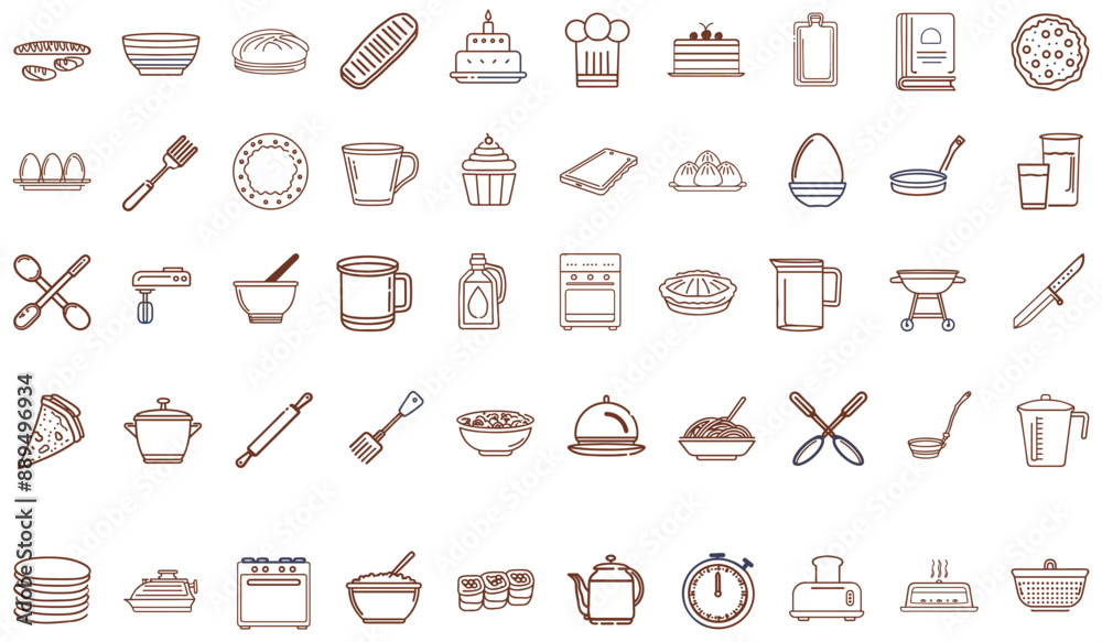 Icons on the topic of cooking food Icons on the topic of cooking food