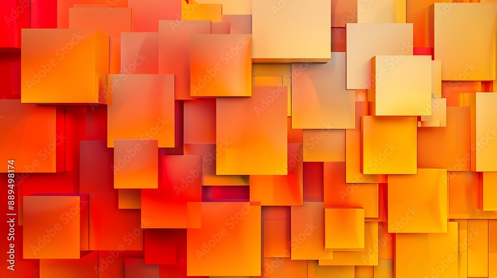 Modern abstract wall design featuring large block shapes with a gradient of warm colors from orange to red, creating a vibrant background Modern abstract wall design featuring large block shapes with a gradient of warm colors from orange to red, creating a vibrant background